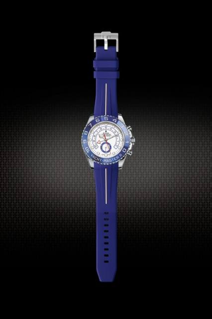 white and blue Strap for Rolex Yachtmaster II 44m