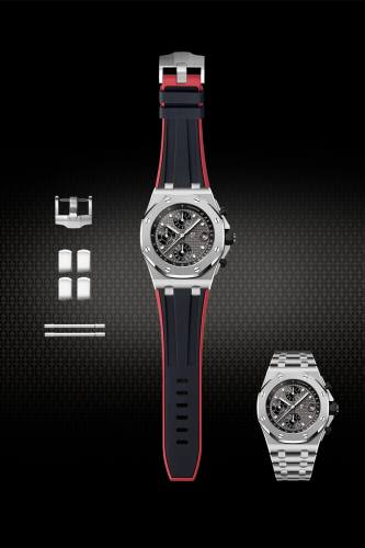Two Tone Rubber Strap For AP Royal Oak Offshore 42mm 26470.26238 Metal Bracelet Model
