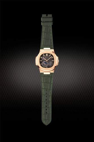 Simulated Alligator Lines Rubber Strap For Patek Philippe 5712 RG. WG