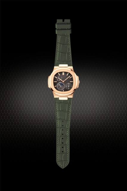 Simulated Alligator Lines Rubber Strap For Patek Philippe 5712 RG. WG