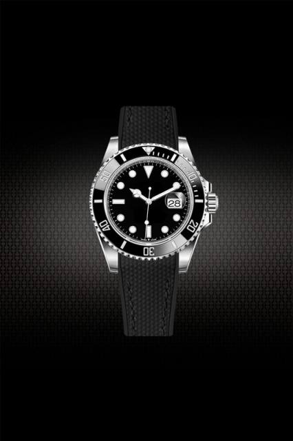 Grid Pattern Rubber Strap For Rolex Submariner 41mm 126610.126613.124060
