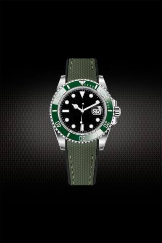 Grid Pattern Rubber Strap For Rolex Submariner 41mm 126610.126613.124060