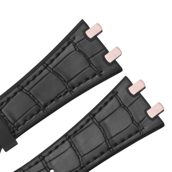 The Simulated Alligator Lines Rubber Strap For AP Royal Oak 41mm Steel Bracelt Models