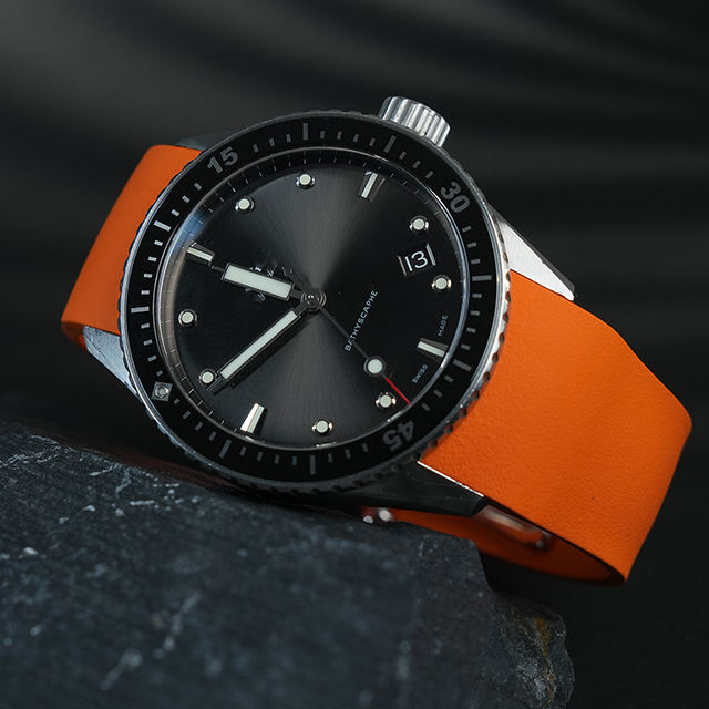 (Curved End) Rubber Strap For Fifty Fathoms Ceramic ref.5000 43mm