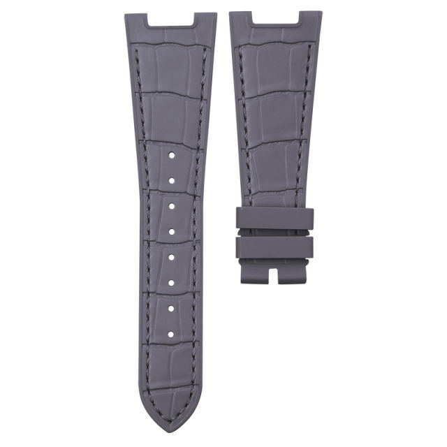 【100% Rubber Strap】Imitated Alligator Lines Rubber Strap For Patek Philippe 5712 RG. WG