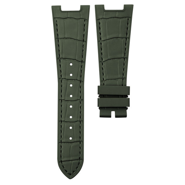 【100% Rubber Strap】Imitated Alligator Lines Rubber Strap For Patek Philippe 5712 RG. WG