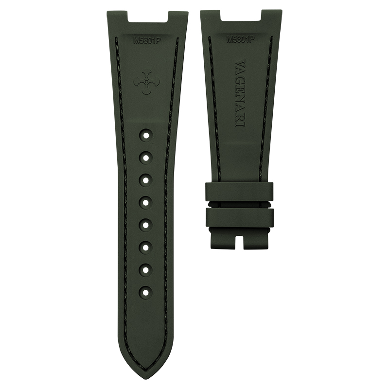 Vagenari Patek 5711 Rubber Strap, Simulated Alligator Lines Rubber