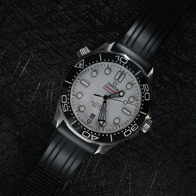 [Curve End] Velcro Rubber Strap for Omega Seamaster 300m 42mm