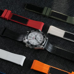 [Curve End] Velcro Rubber Strap for Omega Seamaster 300m 42mm