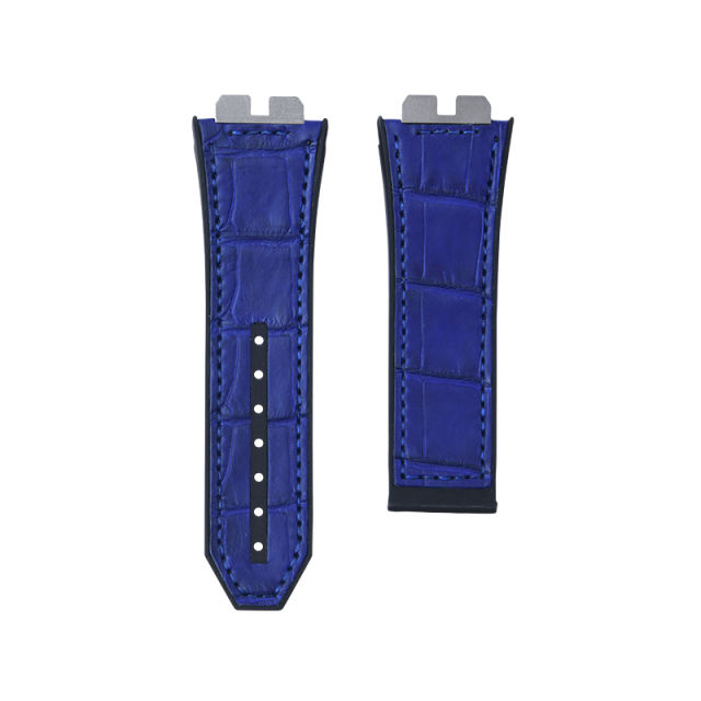 Alligator&Rubber Strap For Hublot BigBang SANG BLEU I 45MM