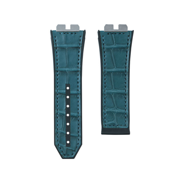 Alligator&Rubber Strap For Hublot BigBang SANG BLEU I 45MM