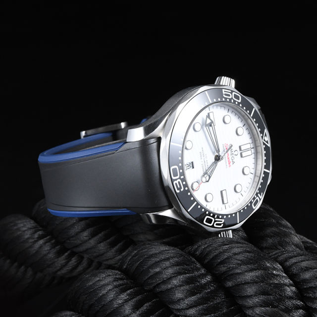 Two Tone Rubber strap for Omega seamaster 300m 42mm date at 6:00