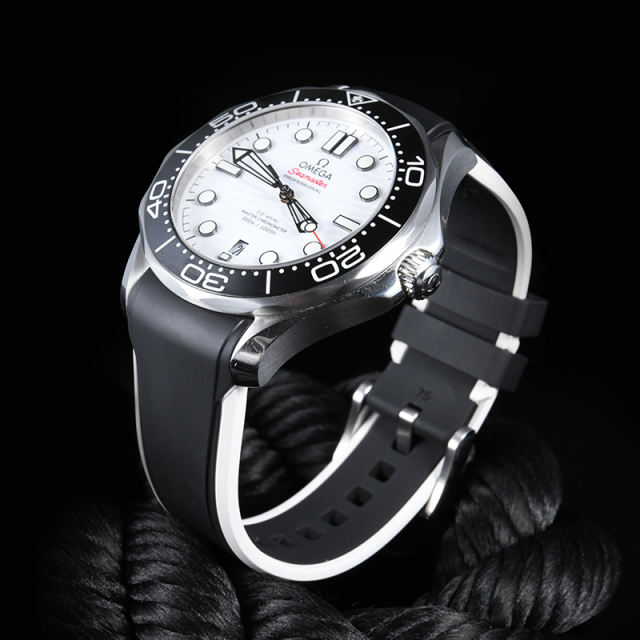 Two Tone Rubber strap for Omega seamaster 300m 42mm date at 6:00