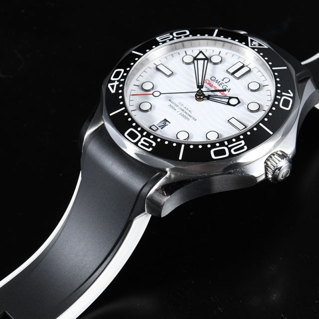 Two Tone Rubber strap for Omega seamaster 300m 42mm date at 6:00