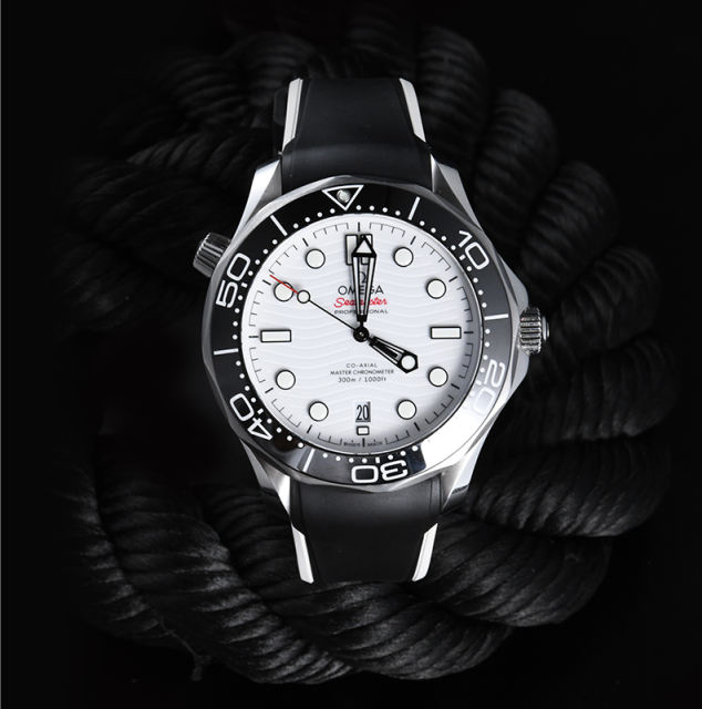 Two Tone Rubber strap for Omega seamaster 300m 42mm date at 6:00