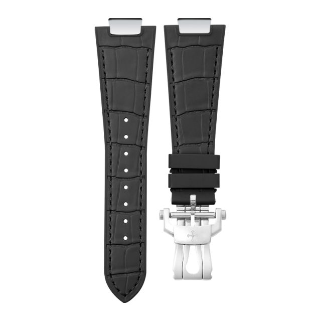 【100% Rubber Strap】Imitated Alligator Lines Rubber Strap For Patek Philippe 5821 Steel BRACELET MODELS INCLUDING ENDLINKS