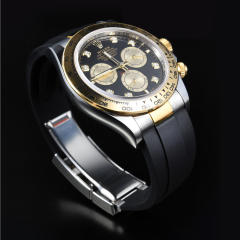 【Oysterflex Rubber Strap + Endlinks】 for Rolex daytona 126503 with 22K YG endlink
