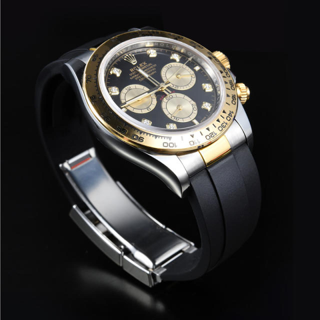 【Oysterflex Rubber Strap + Endlinks】 for Rolex daytona 126503 with 22K YG endlink