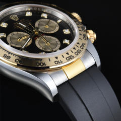 【Oysterflex Rubber Strap + Endlinks】 for Rolex daytona 126503 with 22K YG endlink