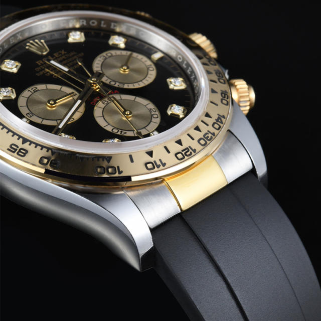 【Oysterflex Rubber Strap + Endlinks】 for Rolex daytona 126503 with 22K YG endlink