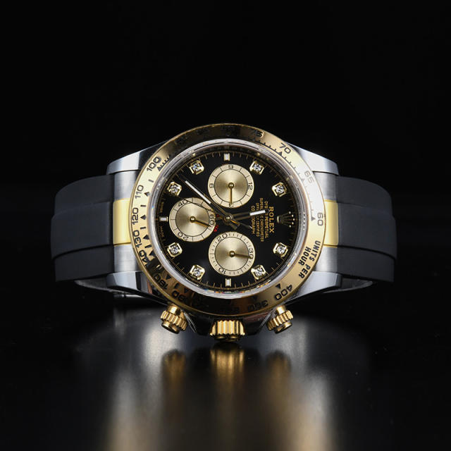 【Oysterflex Rubber Strap + Endlinks】 for Rolex daytona 126503 with 22K YG endlink