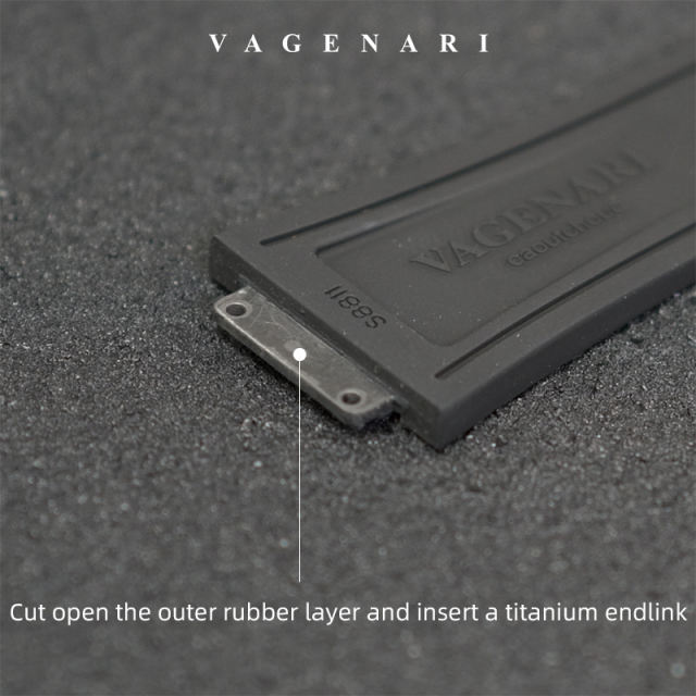 Grid Pattern Rubber strap for Hublot Classic Fusion Chronograph TItanium 44mm 525