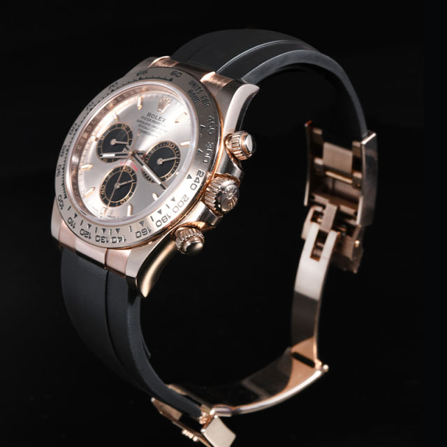 【Oysterflex Rubber Strap + Endlinks】 for Rolex daytona 126505 with 18K RG endlink