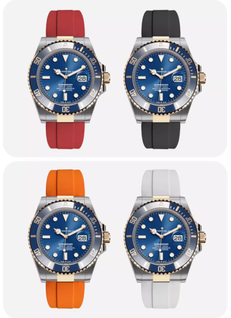 Rubber strap for Submariner 41mm 126613 with 22K YG Wrapped endlink