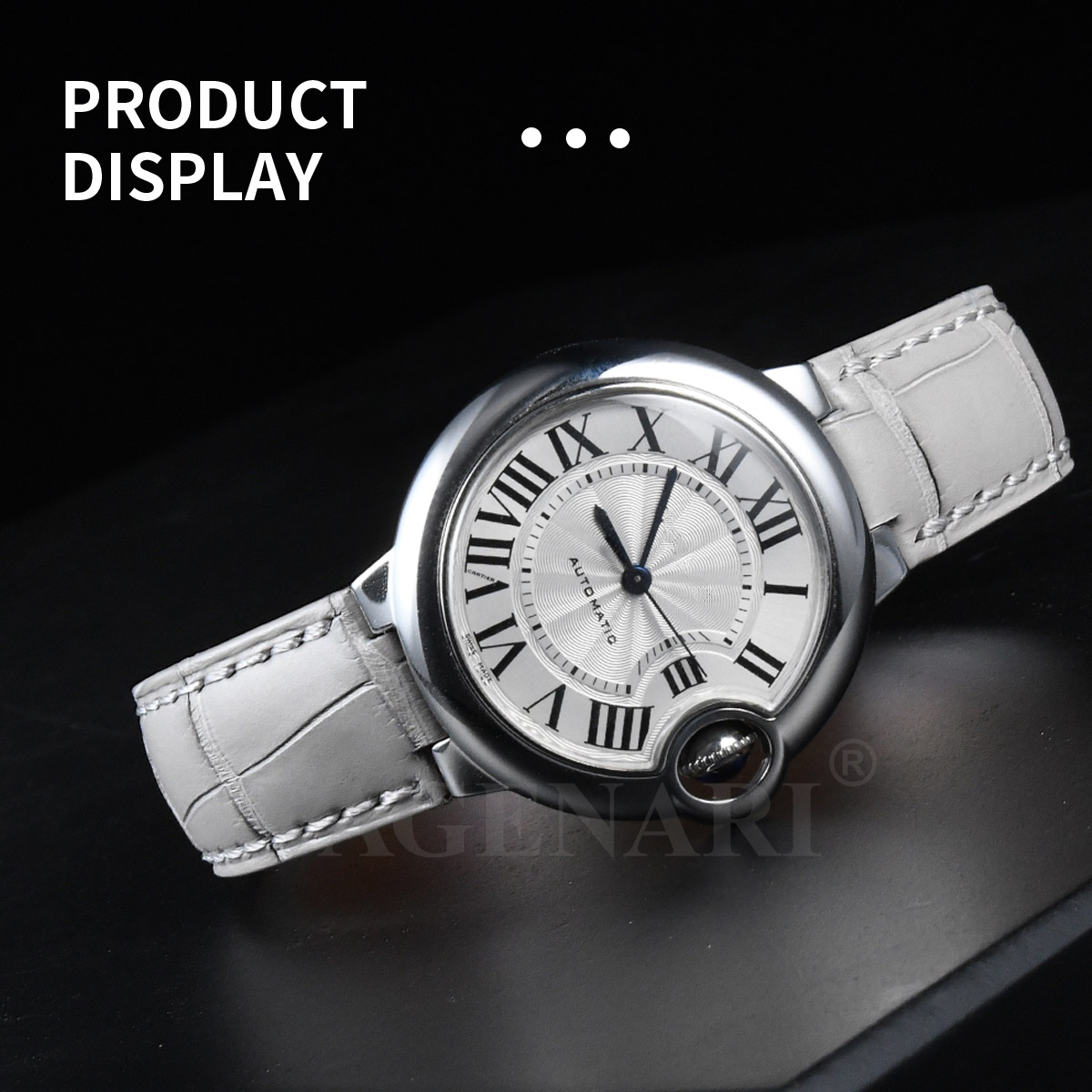 Vagenari Alligator strap for Cartier Ballon Bleu 33mm