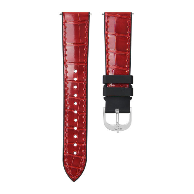 【Quick release spring bar】Premium Alligator with Rubber Strap For All Watches 19.20.21.22.23mm