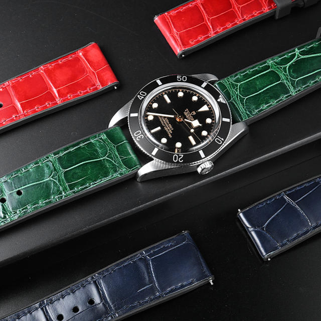 【Quick release spring bar】Premium Alligator with Rubber Strap For All Watches 19.20.21.22.23mm