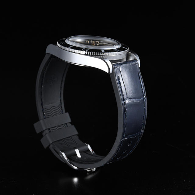 【Quick release spring bar】Premium Alligator with Rubber Strap For All Watches 19.20.21.22.23mm