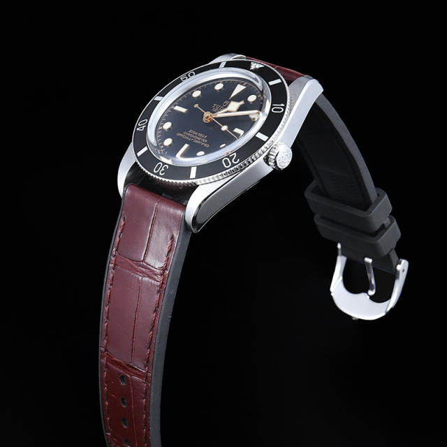 【Quick release spring bar】Premium Alligator with Rubber Strap For All Watches 19.20.21.22.23mm