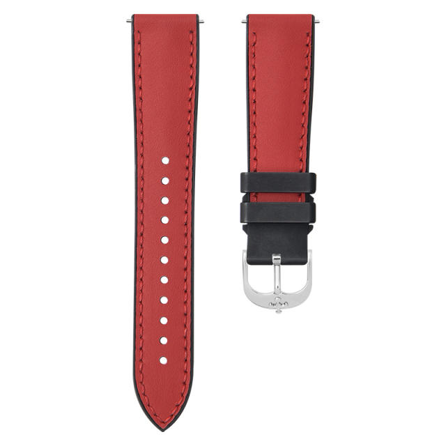 【Quick release spring bar】Premium Napa Leather with Rubber Strap For All Watches 19.20.21.22.23mm
