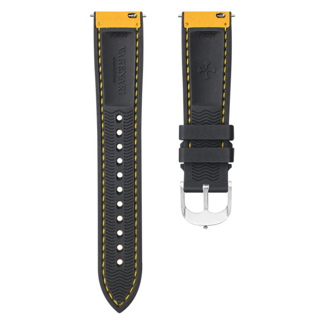 【Quick release spring bar】Premium Napa Leather with Rubber Strap For All Watches 19.20.21.22.23mm