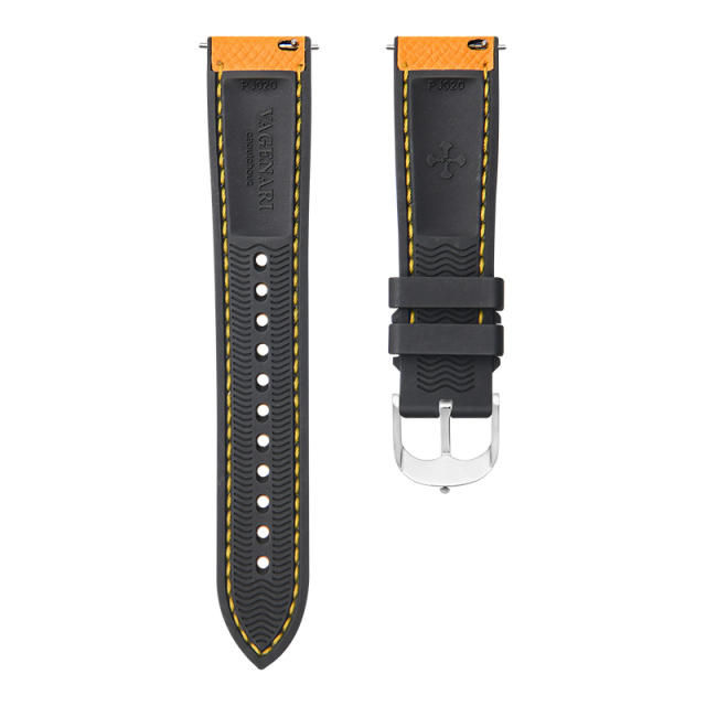 【Quick release spring bar】Premium Epsom Leather with Rubber Strap For All Watches 19.20.21.22.23mm