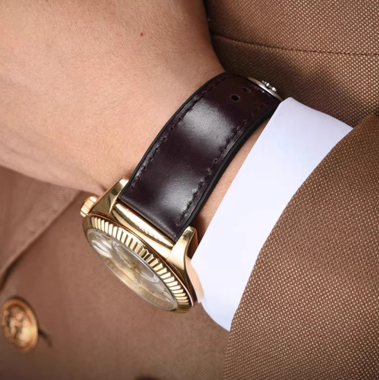 Premium Horween Cordovan and Rubber with our tang buckle