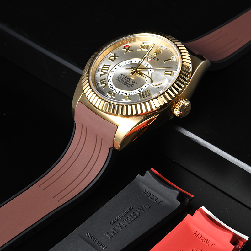Rubber strap for Rolex Sky-Dweller on Leather strap 326135/326138/326139/326935