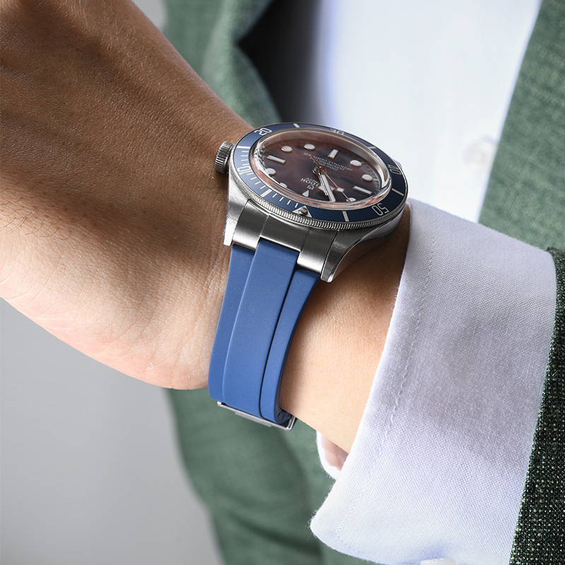 【Endlink+Folding clasp】Rubber strap for Tudor 1958 steel casing 39mm