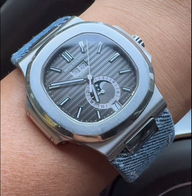 Denim pattern Leather strap for Patek Philippe Nautilus 5726 Metal Bracelet Models