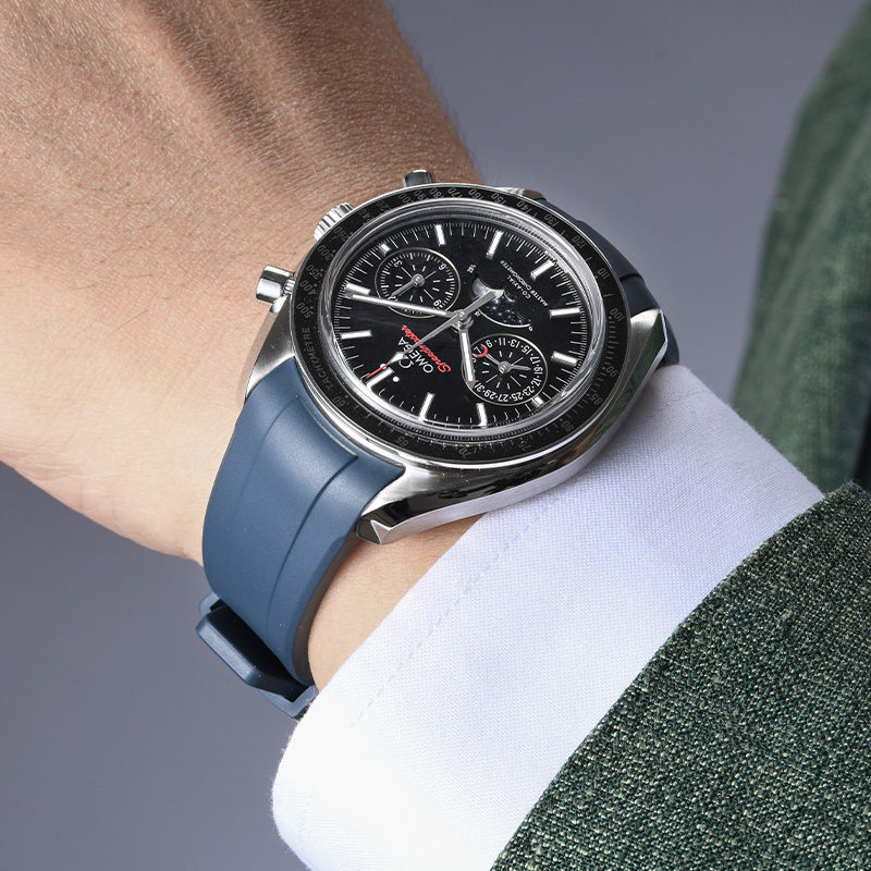 Rubber strap for Omega speedmaster Chronograph Moonphase 44.25mm