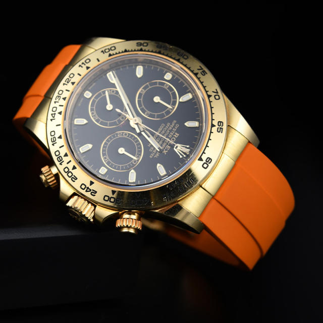 [Oysterflex Design+YG Endlinks] The rubber strap for Rolex daytona 116508 with 22K YG endlink