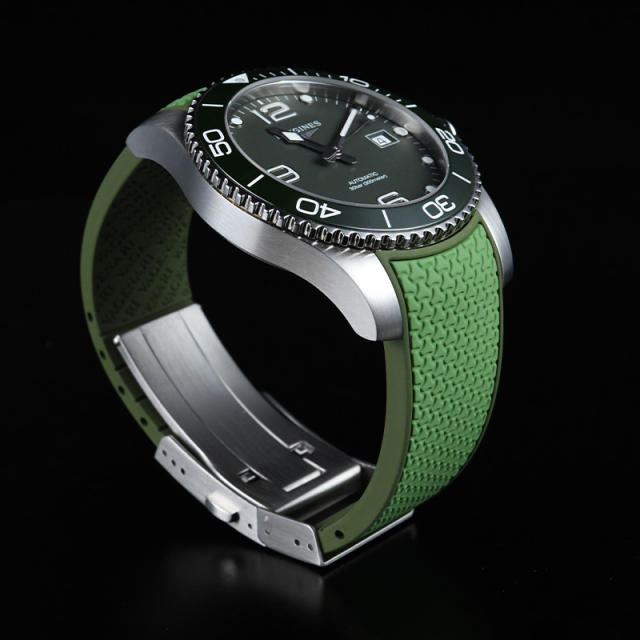 Rubber Strap For Longines HydroConquest 41/43mm Two Tone With Folding Buckle