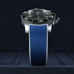 Rubber Strap For Longines HydroConquest 41/43mm Two Tone With Folding Buckle