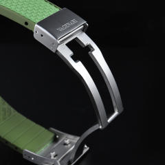 Rubber Strap For Longines HydroConquest 41/43mm Two Tone With Folding Buckle