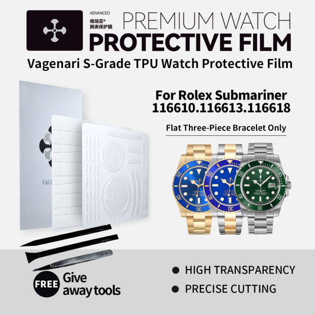 Vagenari TPU Watch Protective Film S-Grade For Rolex Submariner 116610.116613.116618