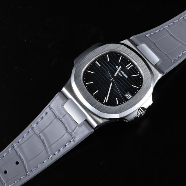 【Include Endlink+clasp】100% Rubber Strap Imitated Alligator Lines Rubber Strap For Patek Philippe 5711 bracelet models