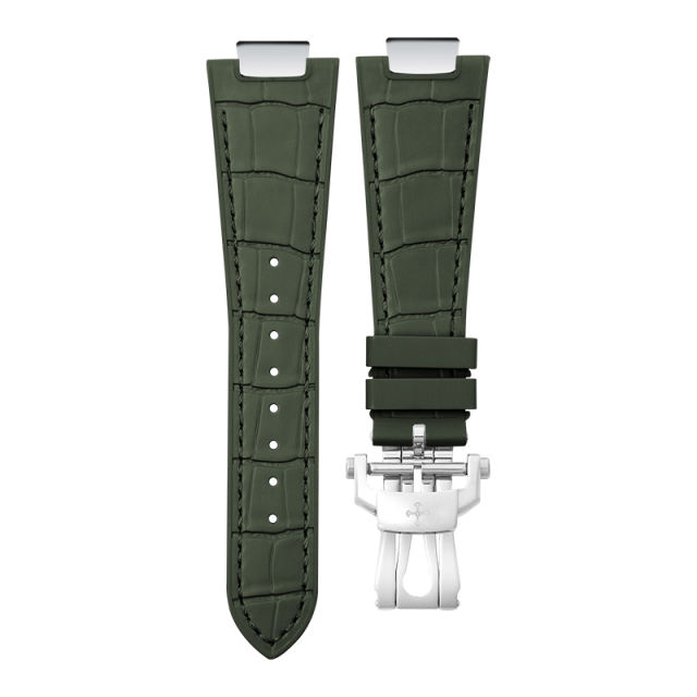 【Include Endlink+clasp】100% Rubber Strap Imitated Alligator Lines Rubber Strap For Patek Philippe 5711 bracelet models