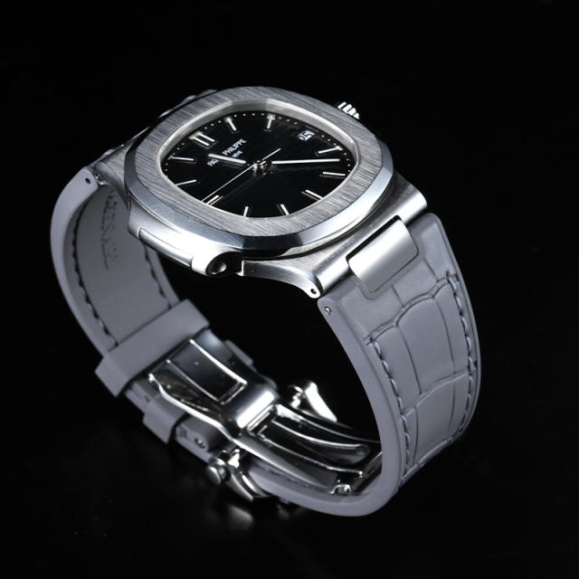 【Include Endlink+clasp】100% Rubber Strap Imitated Alligator Lines Rubber Strap For Patek Philippe 5711 bracelet models