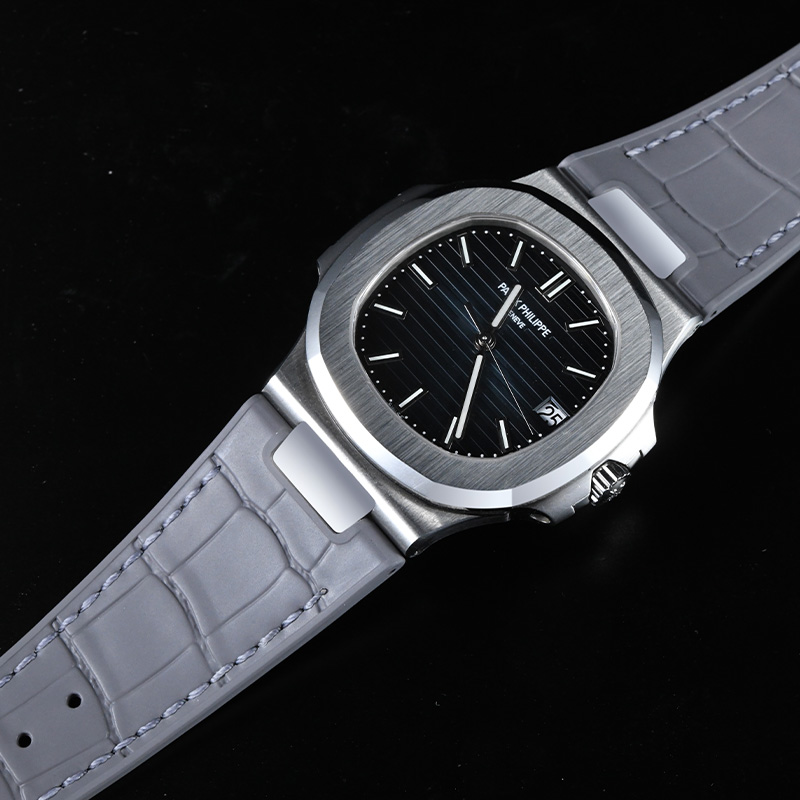 【Include Endlink+clasp】100% Rubber Strap Imitated Alligator Lines Rubber Strap